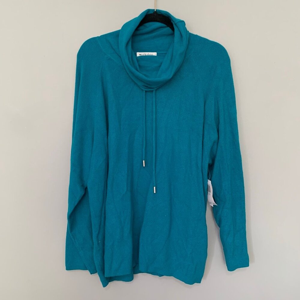 NEW‎ Workshop Republic Clothing Bright Blue Cowl Neck Sweater Plus Size 3X